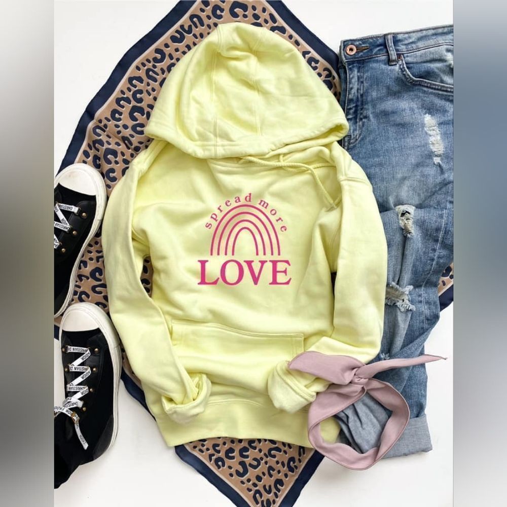 Spread More Love Hoodie L Unisex Fleece Cotton Blend Sweatshirt